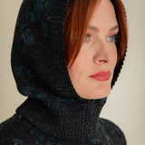 Lin Lambswool Jacquard Knitted Hood Charcoal