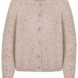 Maddis Lambswool Cashmere Cardigan in Pink Tweed