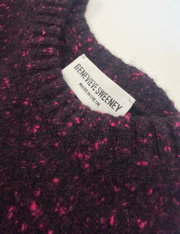 Maud Lambswool Cashmere Knitted Vest in Black Pink Tweed