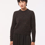 Maud Lambswool Cashmere Sweater in Black Tweed