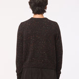 Maud Lambswool Cashmere V-neck Sweater in Black Tweed