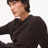 Maud Lambswool Cashmere Sweater in Black Tweed