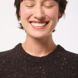 Maud Lambswool Cashmere Sweater in Black Tweed