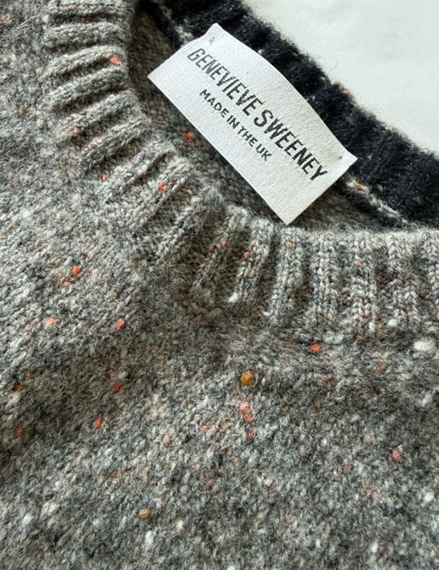 Mauden Lambswool Cashmere Sweater Grey Tweed