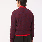 Mora Chunky Lambswool Moss Stitch Sweater Burgundy Marl