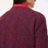 Mora Chunky Lambswool Moss Stitch Sweater Burgundy Marl