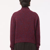 Mora Chunky Lambswool Turtleneck Sweater Burgundy Marl