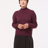 Mora Chunky Lambswool Turtleneck Sweater Burgundy Marl