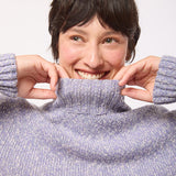 Mora Chunky Lambswool Turtleneck Sweater Lilac Marl