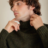 Nethan Wool Nep Roll-neck Sweater Khaki