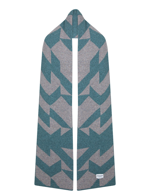 Geometric Lambswool Blanket Scarf Caspian Grey