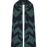 Geometric Lambswool Blanket Scarf Peacock Green