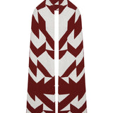 Geometric Lambswool Blanket Scarf Red