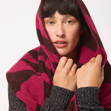 Geometric Lambswool Blanket Scarf Pink