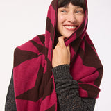 Geometric Lambswool Blanket Scarf Pink