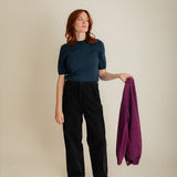 Quin Merino Wool Knitted T-shirt Indigo