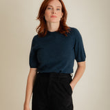 Quin Merino Wool Knitted T-shirt Indigo