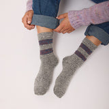 Salpaka Merino Wool Alpaca Marl Stripe Socks Charcoal Marl