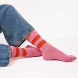 Salpaka Merino Wool Alpaca Marl Stripe Socks Pink
