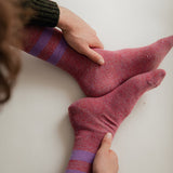 Samar Merino Wool Stripe Sock Red Lilac