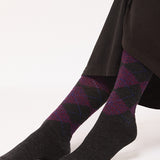 Saryl Merino Argyle Knee High Sock Charcoal