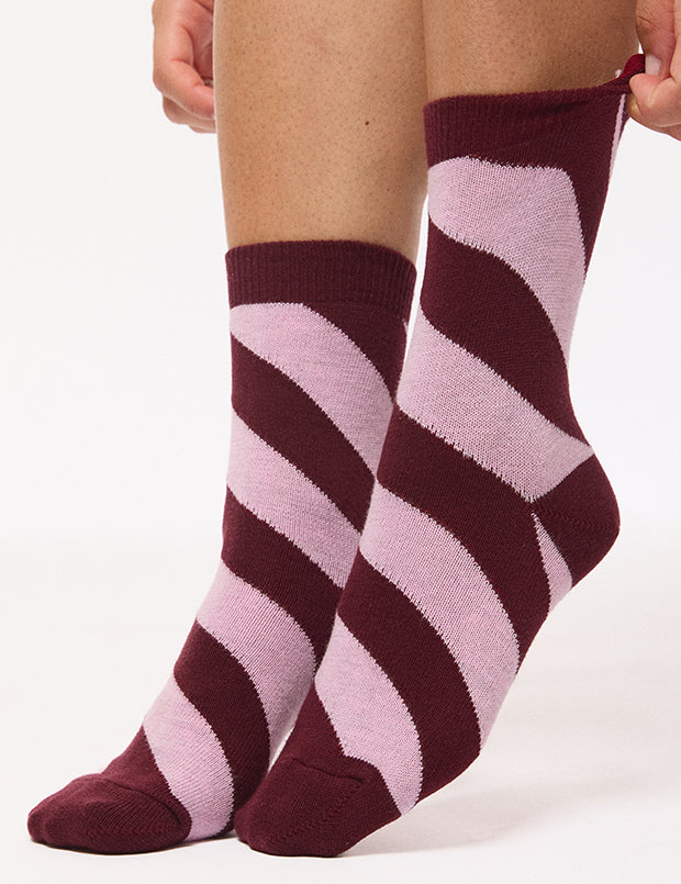 Serora Organic Cotton Stripe Socks Pink