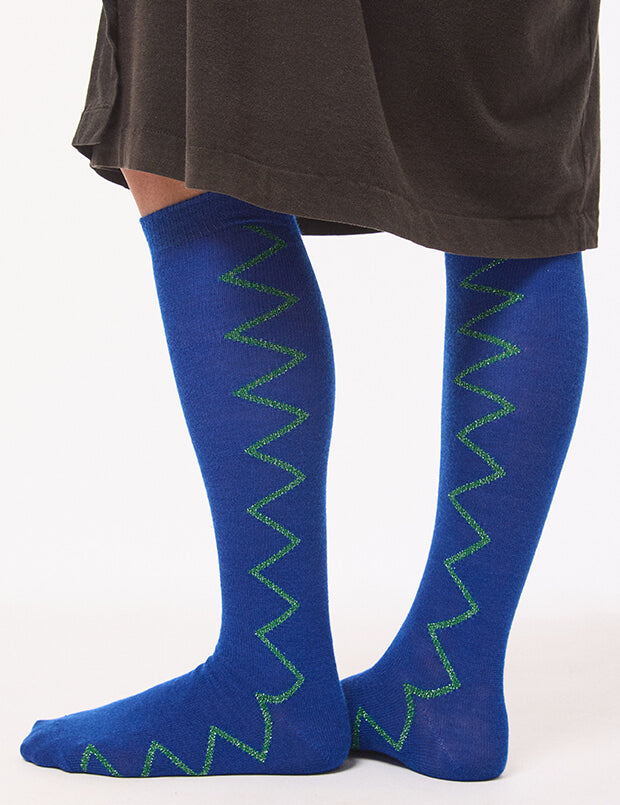 Sia Merino Knee High Socks Blue