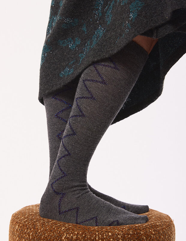 Sia Merino Knee High Socks Dark Grey