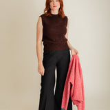Soar Textured Lambswool Knitted Vest Raisin Brown - Preorder