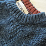 Soar Merino Wool Textured Stitch Sweater Indigo - Preorder