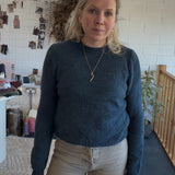 Soar Merino Wool Textured Stitch Sweater Indigo - Preorder