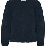Soar Merino Wool Textured Stitch Cardigan Indigo