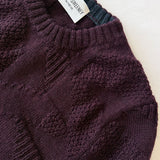 Soar Merino Wool Textured Stitch Sweater Plum