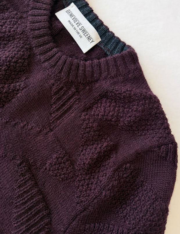 Soar Merino Wool Textured Stitch Sweater Plum
