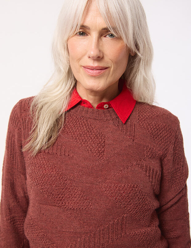 Soar Merino Wool Textured Stitch Sweater Rose