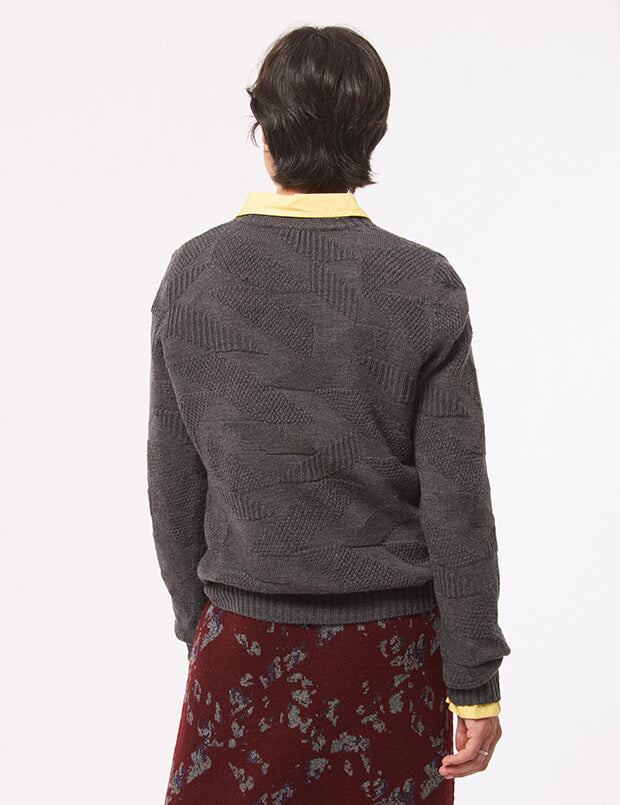 Soar Merino Wool Textured Stitch Cardigan Grey