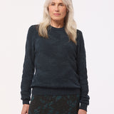 Soar Merino Wool Textured Stitch Sweater Indigo