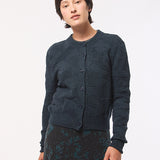 Soar Merino Wool Textured Stitch Cardigan Indigo