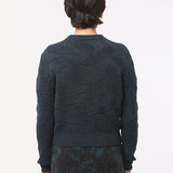 Soar Merino Wool Textured Stitch Cardigan Indigo