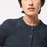 Soar Merino Wool Textured Stitch Cardigan Indigo