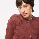 Soar Merino Wool Textured Stitch Cardigan Rose