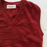Soar V-neck Textured Lambswool Knitted Vest Red - Preorder