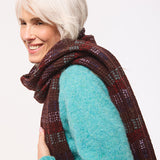 Textured Stripe Lambswool Scarf Brown