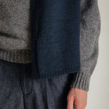 Textured Merino Wool Blanket Scarf Indigo Blue