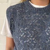 Ver Lambswool Silk Lace Knitted Vest Blue - Preorder