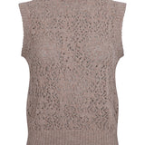 Ver Lambswool Silk Lace Knitted Vest Biscuit - Preorder