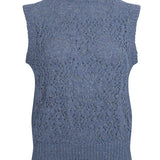 Ver Lambswool Silk Lace Knitted Vest Blue - Preorder