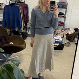 Ver Lambswool Silk Lace V-Neck Sweater Blue