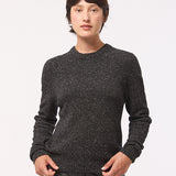 Ver Lambswool Silk Lace Sleeve Sweater Black