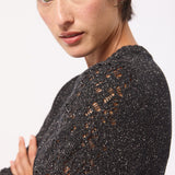 Ver Lambswool Silk Lace Sleeve Sweater Black